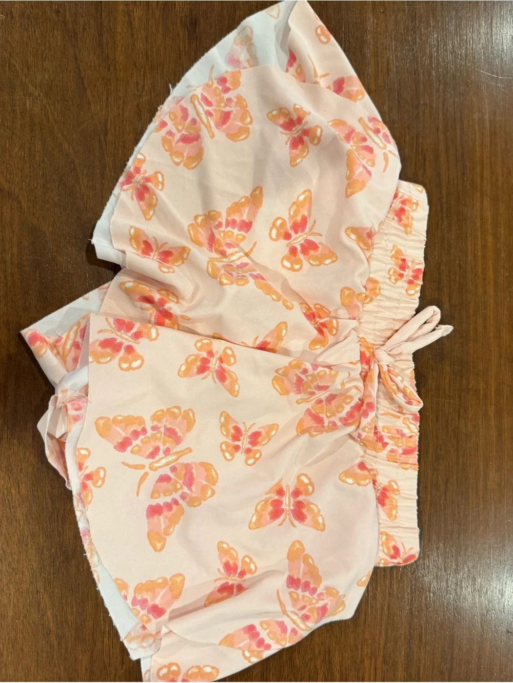 Girls Pink Butterfly Print Ruffle Skirt